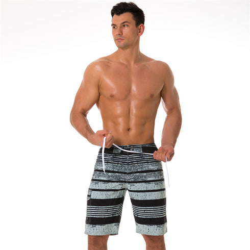 Relaxed Fit Quick Dry Striped Beach Shorts for Men
