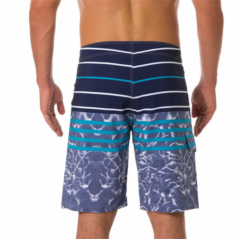 Relaxed Fit Quick Dry Striped Beach Shorts for Men