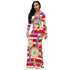 Round Collar Women's Long Sleeve Printed Maxi Dresses