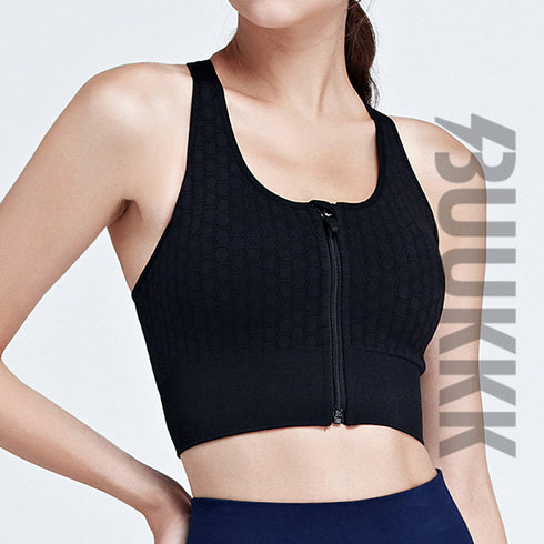 Running Fitness Bra Women's Zipper Sleeveless Tank