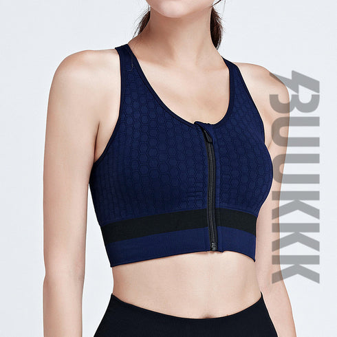 Running Fitness Bra Women's Zipper Sleeveless Tank