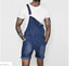 Men's Bib Overalls Denim Shorts Jean Romper Workout Jumpsuit