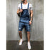 Men's Bib Overalls Ripped Denim Jumpsuit Romper Workout Shorts Jean