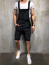 Men's Bib Overalls Shorts Jeans Sleeveless Ripped Denim Jumpsuit