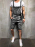 Men's Bib Overalls Shorts Jeans Sleeveless Ripped Denim Jumpsuit