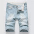 Mid Waist Men's Jean Shorts Casual Denim Shorts Ripped Jeans Shorts