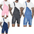 Men's Bib Overalls Denim Shorts Jean Romper Workout Jumpsuit