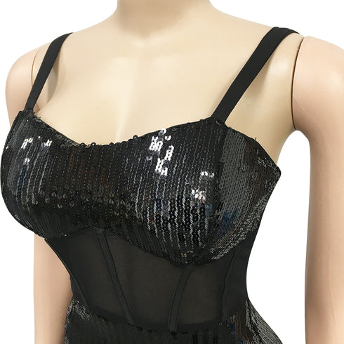 Sequins Tassels Women's Sexy Halter Nightclub Dresses