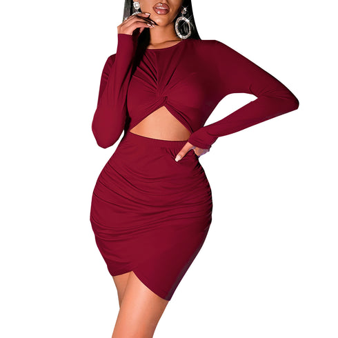 Sexy Crop Long Sleeve Party Bodycon Dress for Women