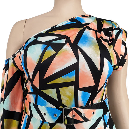 Sexy Diagonal Shoulder Women's Plus Size Jumpsuits