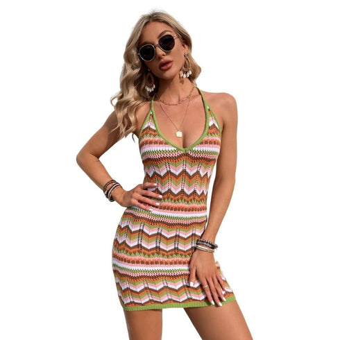 Sexy Fit Slim Women's Beach Bikini Halter Knit Dresses