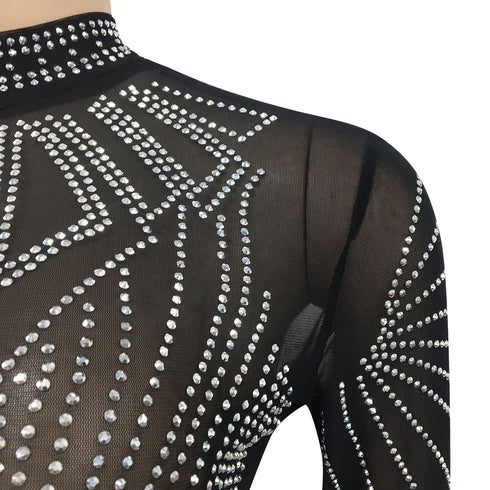 Sexy Hollow Out Dress Nightclub Women's Long Sleeve Dresses