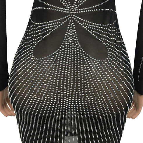 Sexy Hollow Out Dress Nightclub Women's Long Sleeve Dresses