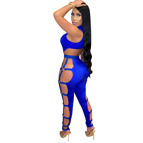 Sexy Hollow Out Women's Lift the Hips Sleeveless Jumpsuits