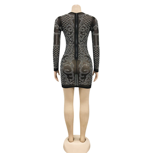 Sexy Nightclub Women's V-neck Long Sleeve Dresses