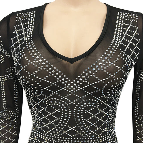 Sexy Nightclub Women's V-neck Long Sleeve Dresses