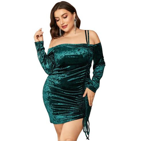 Sexy Off Shoulder Women's Pleated Nightclub Dresses