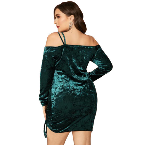 Sexy Off Shoulder Women's Pleated Nightclub Dresses