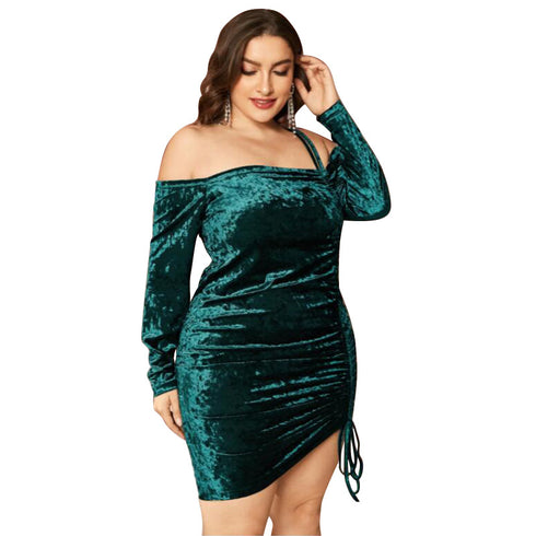 Sexy Off Shoulder Women's Pleated Nightclub Dresses
