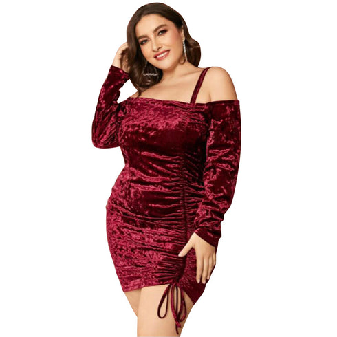 Sexy Off Shoulder Women's Pleated Nightclub Dresses
