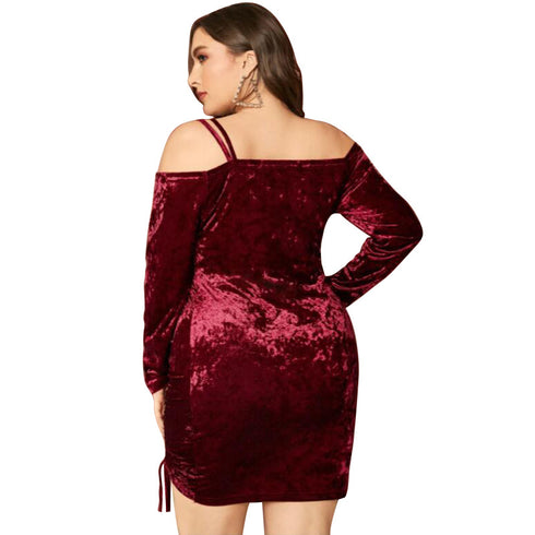 Sexy Off Shoulder Women's Pleated Nightclub Dresses