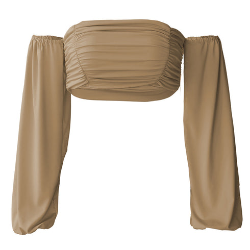 Sexy Stylish Women's Long Sleeve Off Shoulder Crop Tops