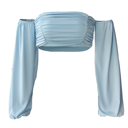 Sexy Stylish Women's Long Sleeve Off Shoulder Crop Tops