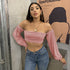 Sexy Stylish Women's Long Sleeve Off Shoulder Crop Tops