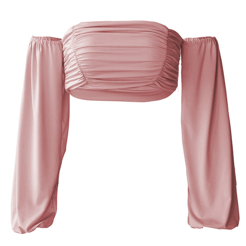 Sexy Stylish Women's Long Sleeve Off Shoulder Crop Tops