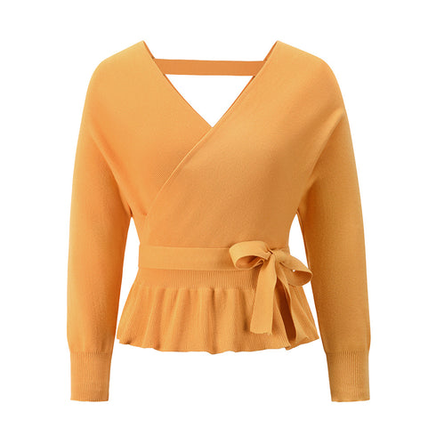 Sexy V Neck Pullover Sweater Women's Knit Tops