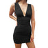 Sexy Women's Bodycon Sleeveless Slim Deep V Pleated Dresses
