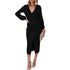 Sexy Women's Long Sleeve Dress V Neck Knit Long Dress
