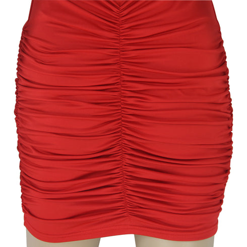 Sexy Women's Pleated Sleeveless Backless Bodycon Dresses