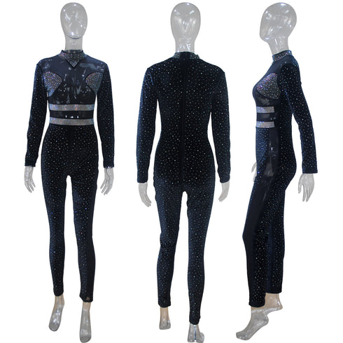 Sexy Women's Plus Size Fit Slim Patchwork Jumpsuits