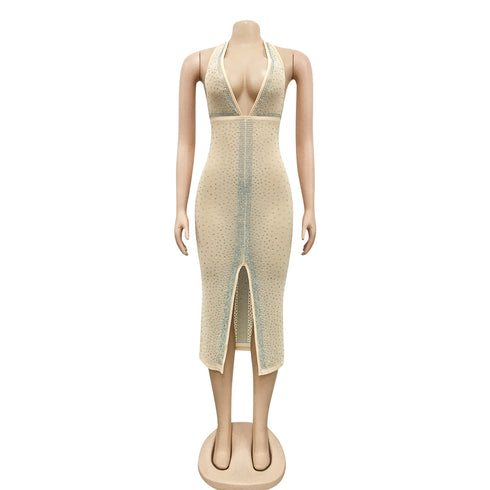 Sexy Women's Sequins Deep V-Neck Nightclub Dresses