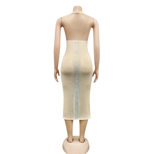 Sexy Women's Sequins Deep V-Neck Nightclub Dresses