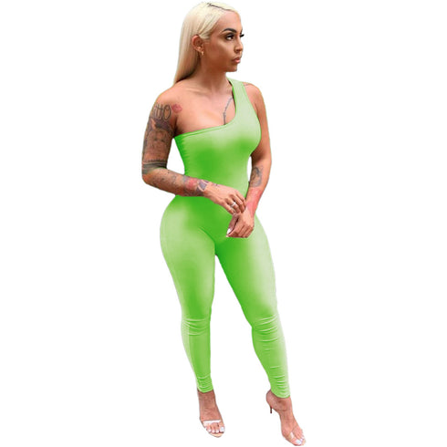 Sexy Women's Sleeveless Pure Color Workout Jumpsuits