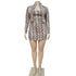 Sexy Women's Zipper Jacket Snakeprint Dress Two Piece Outfits