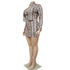 Sexy Women's Zipper Jacket Snakeprint Dress Two Piece Outfits