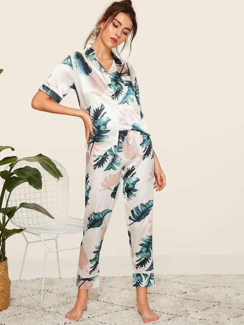 Short Tops Loungewear Women's Pant Pajama Sets