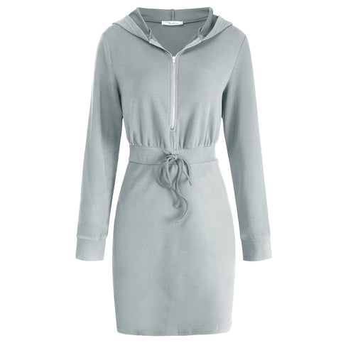 Simple Dress with Hooded Long Sleeves Dress for Women