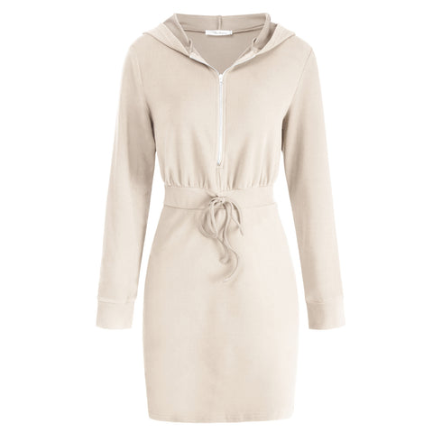 Simple Dress with Hooded Long Sleeves Dress for Women