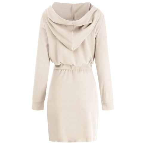Simple Dress with Hooded Long Sleeves Dress for Women