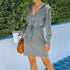 Simple Dress with Hooded Long Sleeves Dress for Women