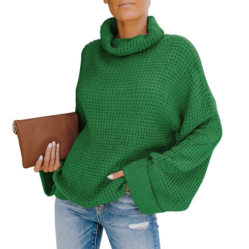 Simple Loose High Neck Pullover Sweater Women's Knit Tops