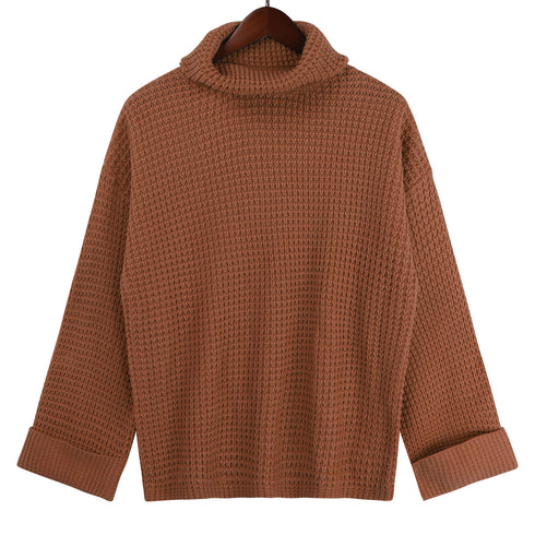 Simple Loose High Neck Pullover Sweater Women's Knit Tops