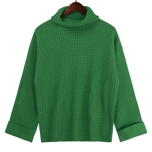 Simple Loose High Neck Pullover Sweater Women's Knit Tops