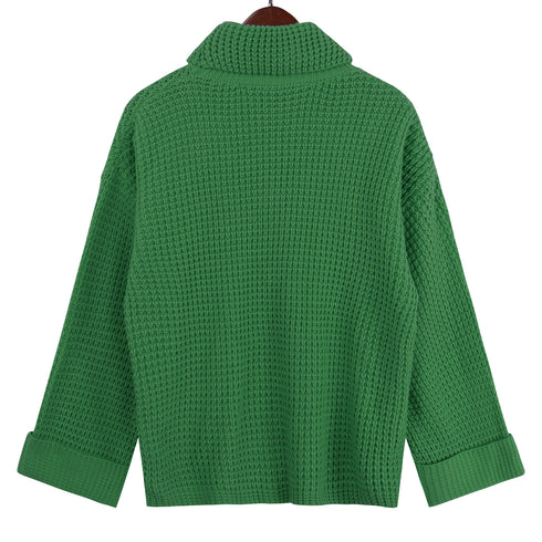 Simple Loose High Neck Pullover Sweater Women's Knit Tops