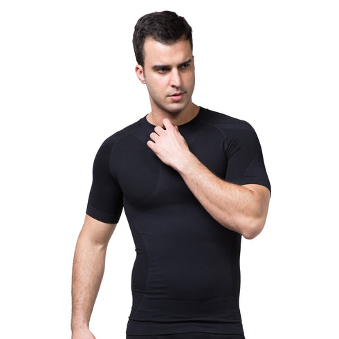 Simple Men's Compression Slimming Short Sleeve Seamless Shapewear
