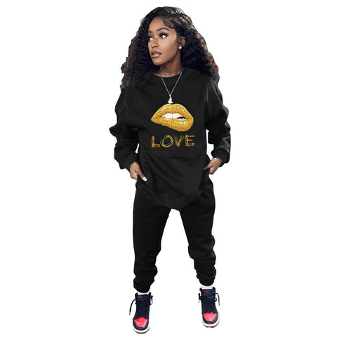 Simple Sportswear Hoodie Women's Two Piece Outfits